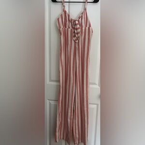 NWT Coral and White Striped Jumpsuit